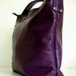 Leather Handbag Purple - Messenger Bag Tote