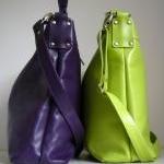 Leather Handbag Purple - Messenger Bag Tote