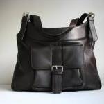 Brown Leather Pocket Shoulder Bag