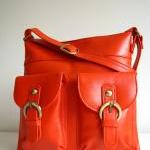 Leather Handbag Pocket Messenger Bag Orange