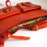 Leather Handbag Pocket Messenger Bag Orange