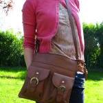 Brown Leather Pocket Messenger Bag