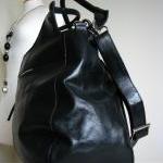 Large Leather Weekend Laptop Handbag, Black