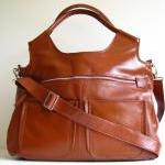 Leather Handbag Weekend Travel Laptop Bag