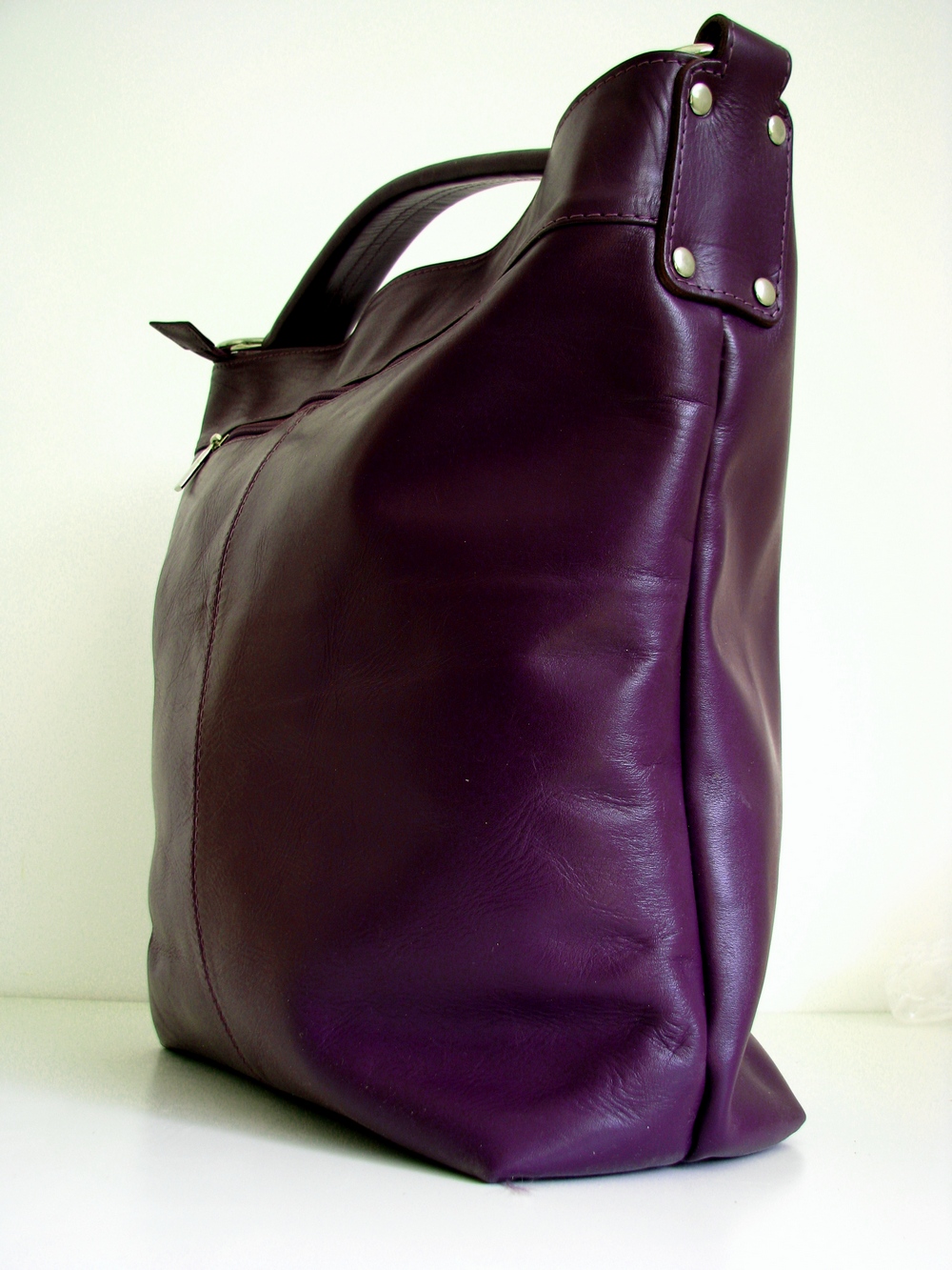 Leather Handbag Purple Messenger Bag Tote on Luulla