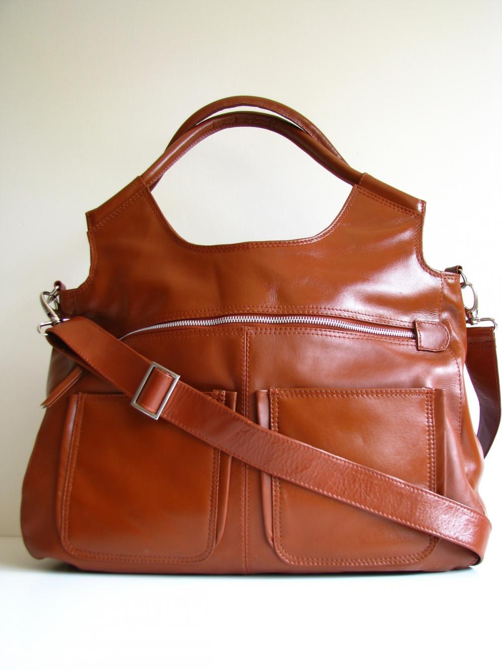 Leather Handbag Weekend Travel Laptop Bag on Luulla