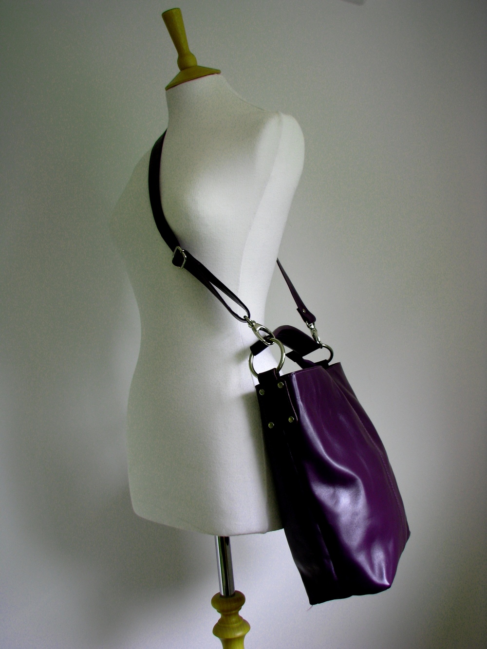 Leather Handbag Purple Messenger Bag Tote on Luulla