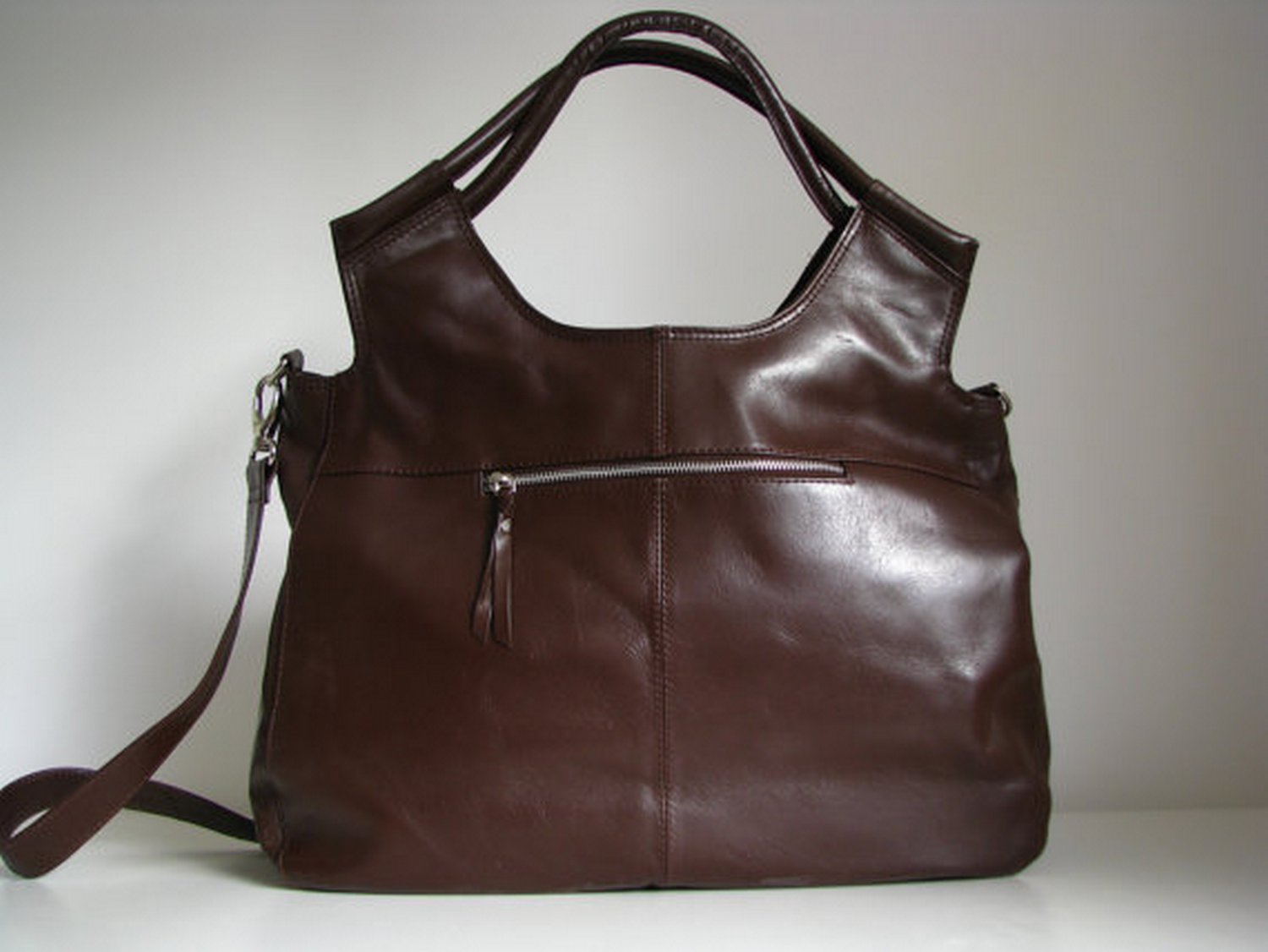 Brown Leather Weekend Travel Laptop Bag on Luulla