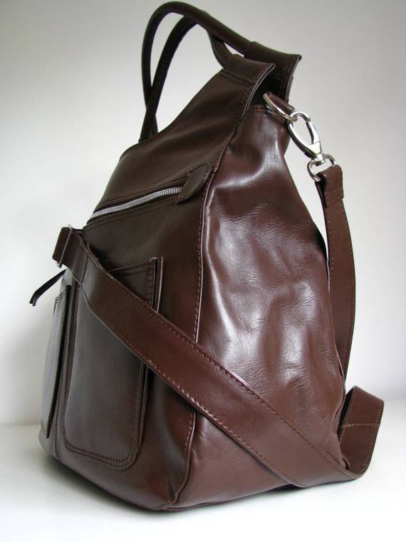 Brown Leather Weekend Travel Laptop Bag on Luulla